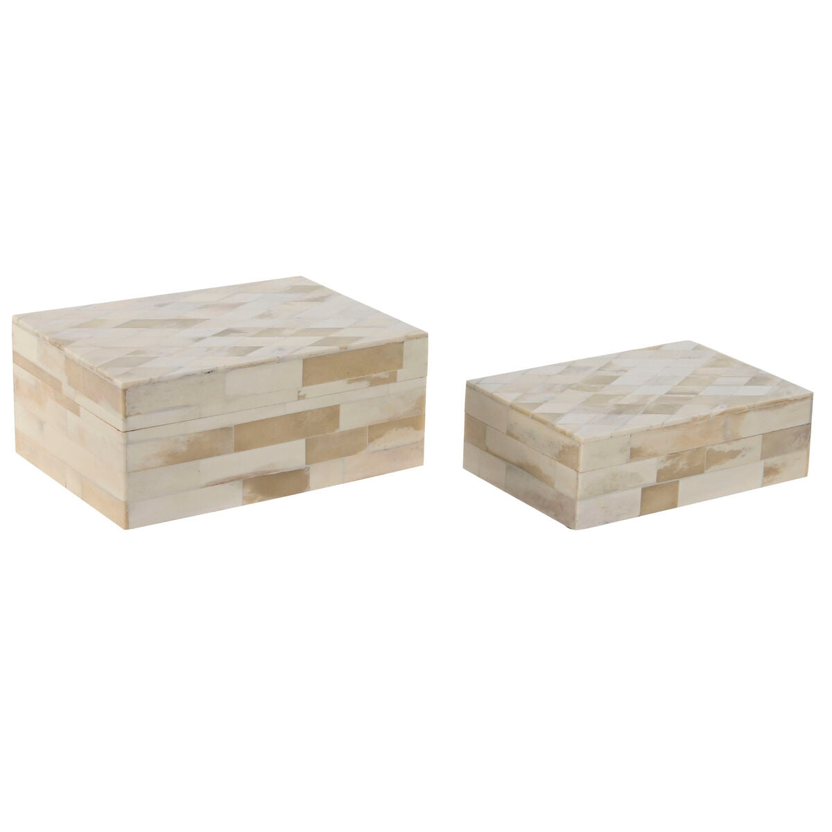 Box-Schmuckkästchen Home ESPRIT Knochen Mango-Holz 18 x 13 x 7,7 cm (2 Stücke) - AWK Flagship