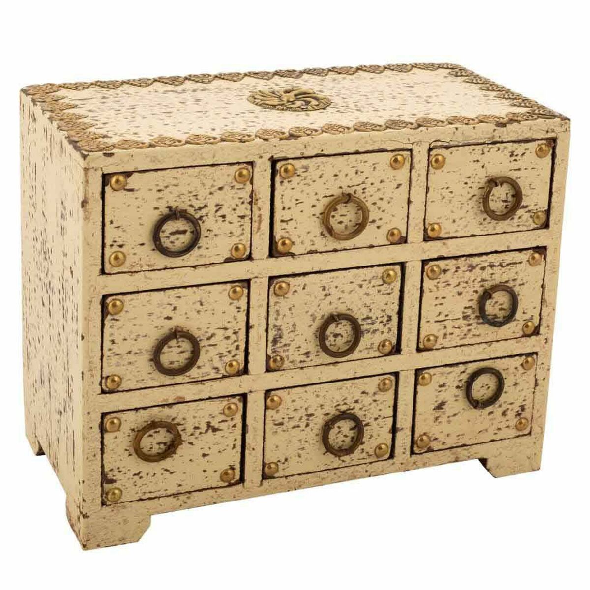 Box-Schmuckkästchen Alexandra House Living Creme Mango-Holz 10 x 16 x 20 cm 9 Schubladen - AWK Flagship