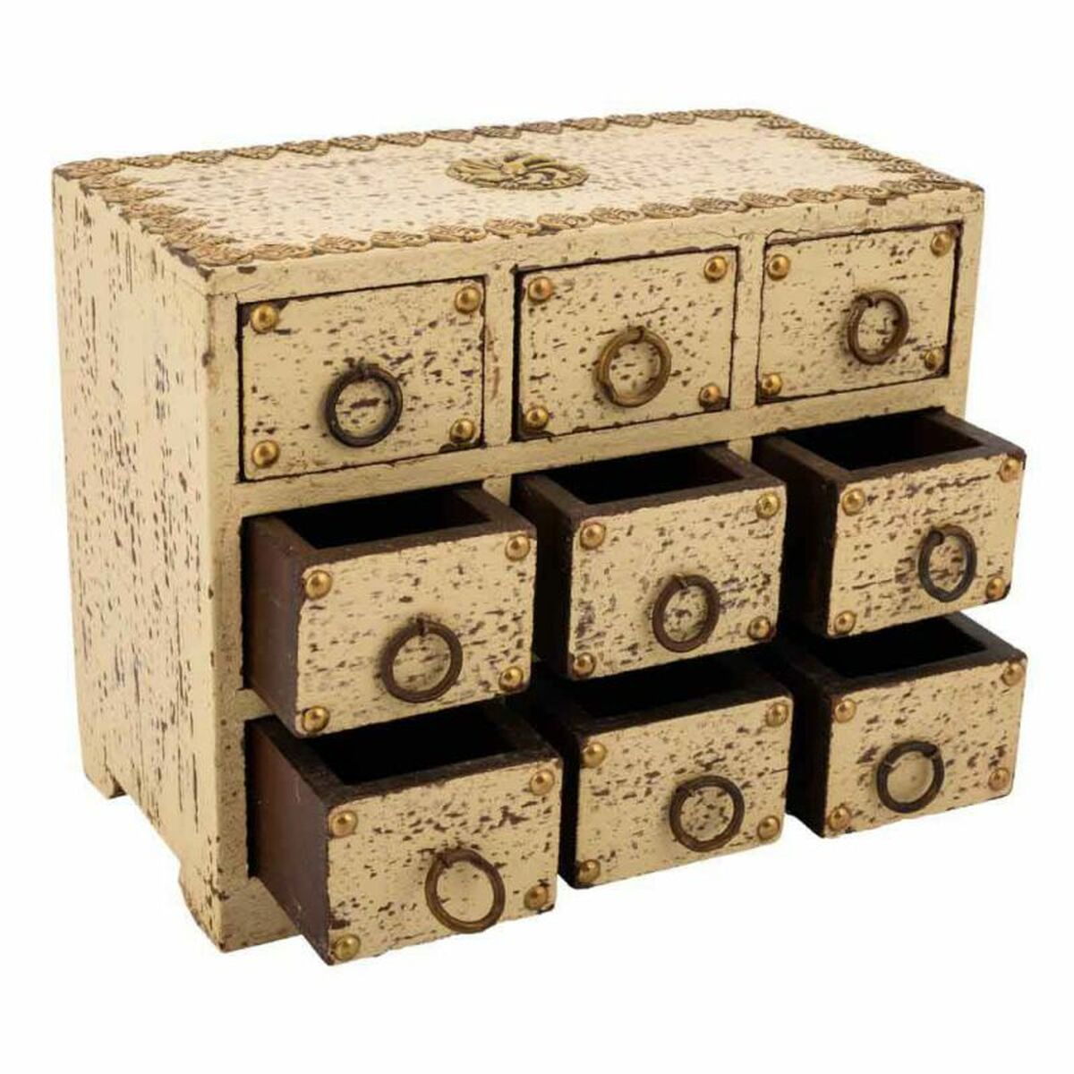 Box-Schmuckkästchen Alexandra House Living Creme Mango-Holz 10 x 16 x 20 cm 9 Schubladen - AWK Flagship