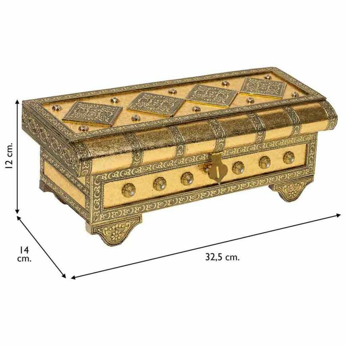 Box-Schmuckkästchen Alexandra House Living Gold Aluminium Holz MDF 14 x 12 x 32 cm - AWK Flagship