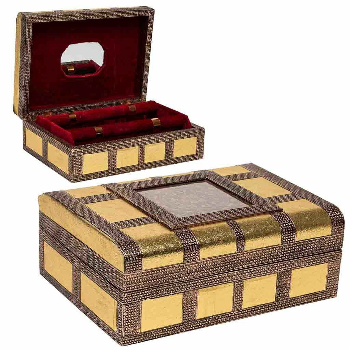 Box-Schmuckkästchen Alexandra House Living Gold Aluminium Holz MDF 20 x 7 x 27 cm - AWK Flagship