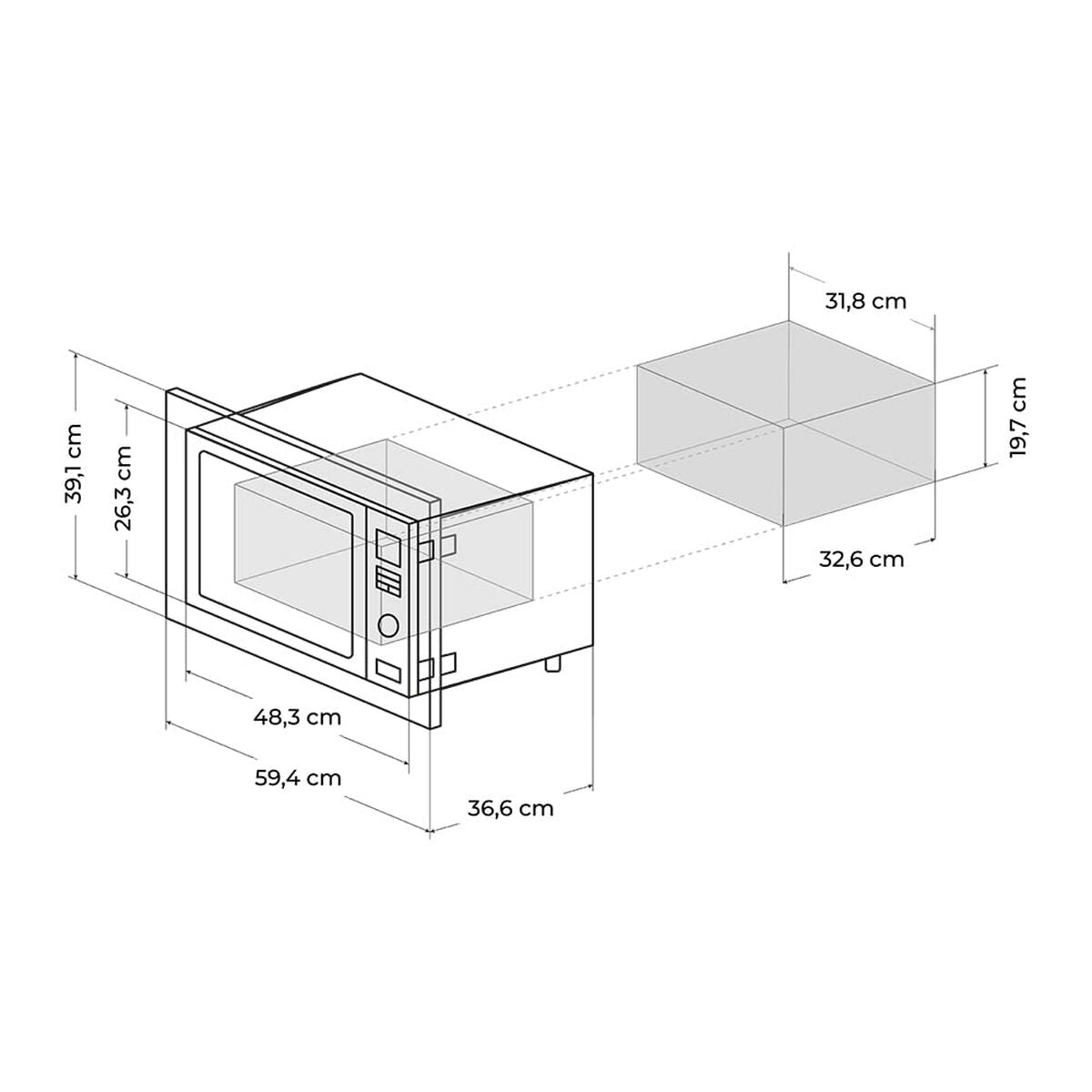 Mikrowellenherd integrierbar Cecotec Grandheat 2350 Built-In Weiß 1200 W 20 L 23 L - AWK Flagship