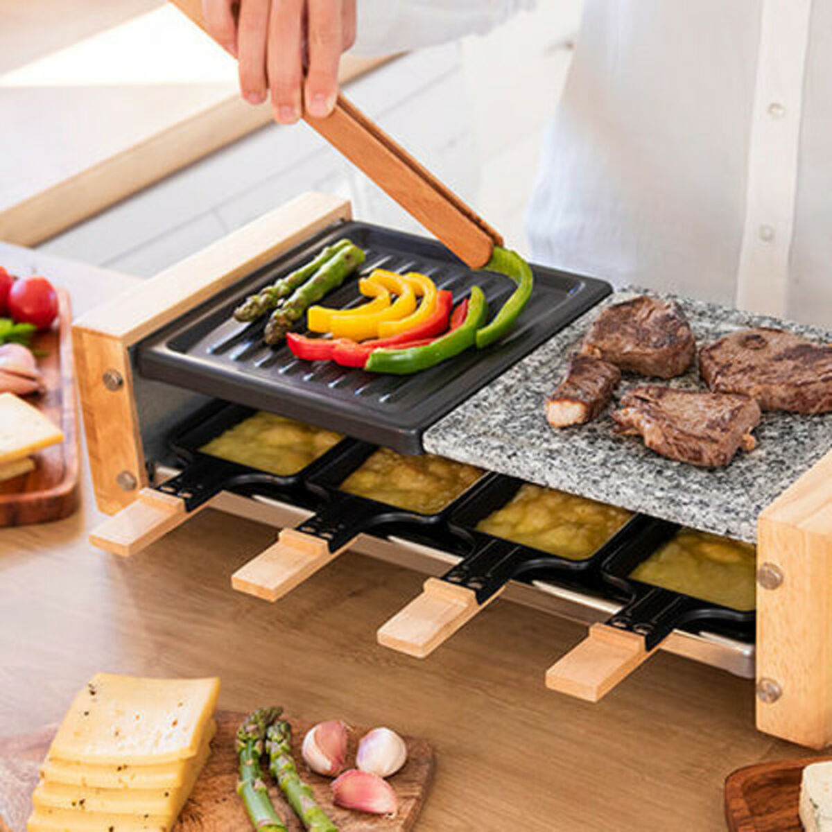 Grillplatte Cecotec Cheese&Grill 8400 Wood MixGrill 1200 W - AWK Flagship