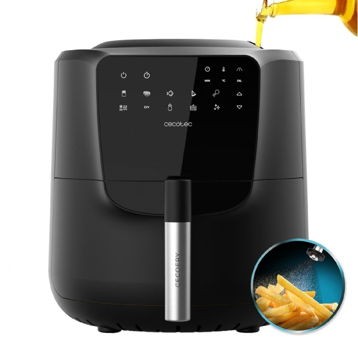 Fritteuse ohne Öl Cecotec Cecofry Rain Schwarz 1500 W 1550 W 5,5 L - AWK Flagship