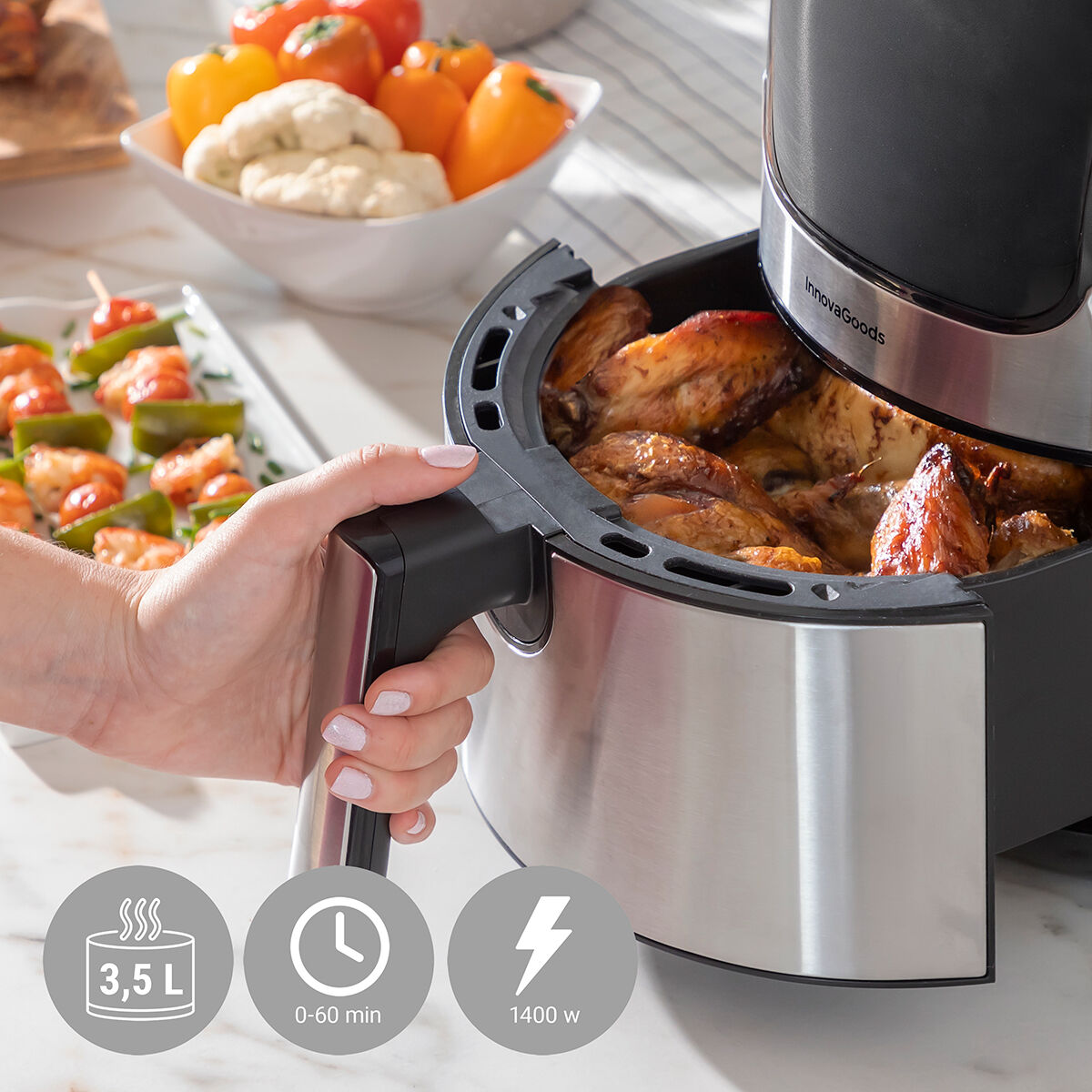 Fritteuse ohne Öl InnovaGoods Fryinn 3500 Schwarz Edelstahl 1400 W 3,5 L - AWK Flagship