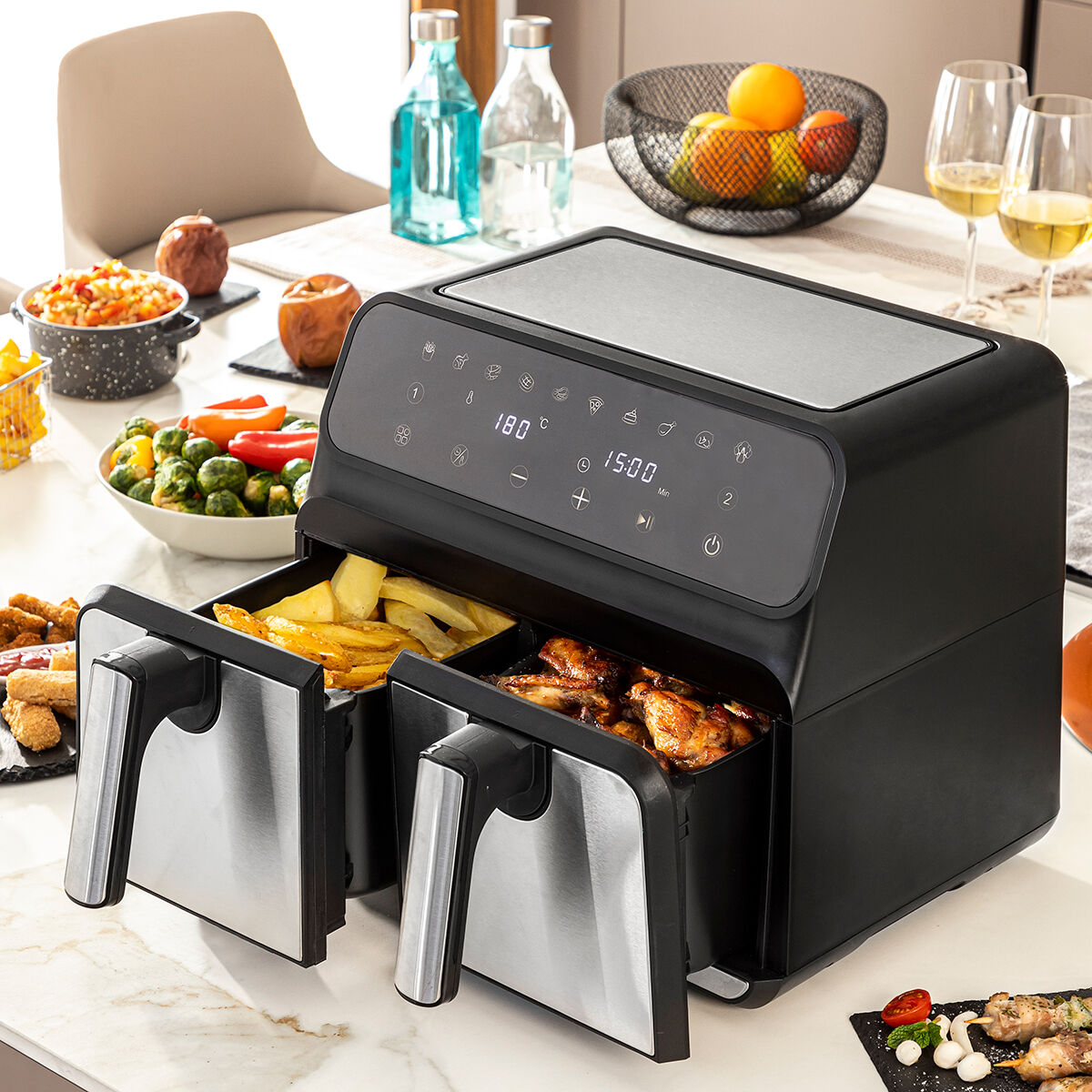 Fritteuse ohne Öl  Fryinn Double 8000 Schwarz Edelstahl 3400 W 8 L - AWK Flagship