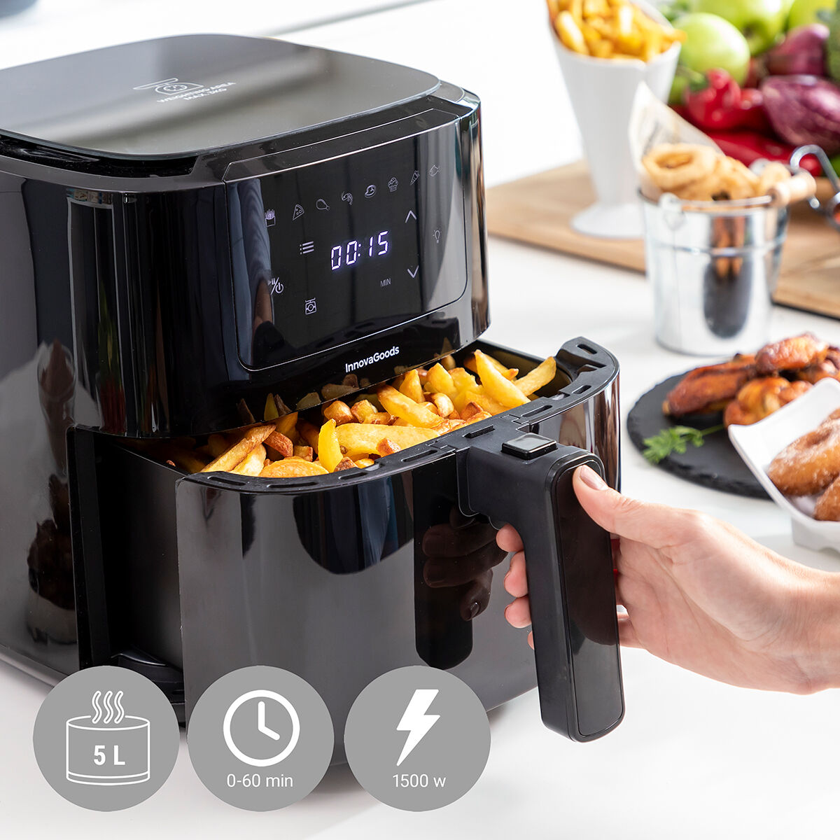 Ölfreie Fritteuse mit Waage InnovaGoods Fryinn Balance 5000 Schwarz Edelstahl 1500 W 5 L - AWK Flagship