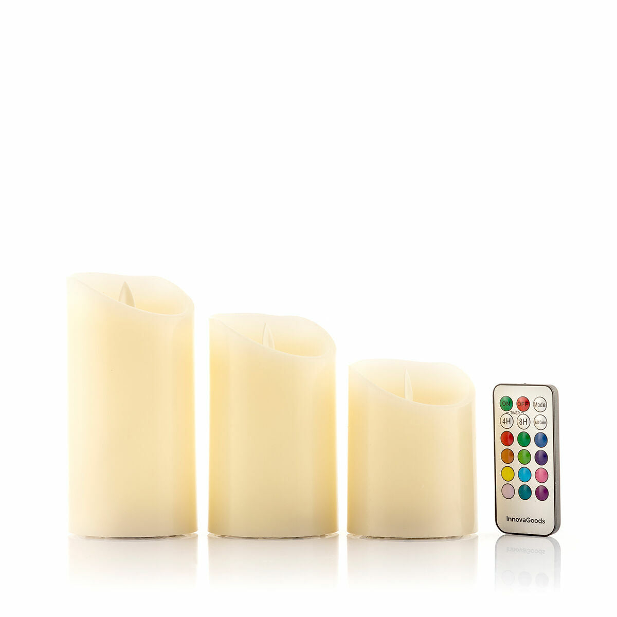 Kaufe Mehrfarbige LED-Kerzen Flammeneffekt mit Fernbedienung Lendles InnovaGoods 3 Stück bei AWK Flagship um € 35.00