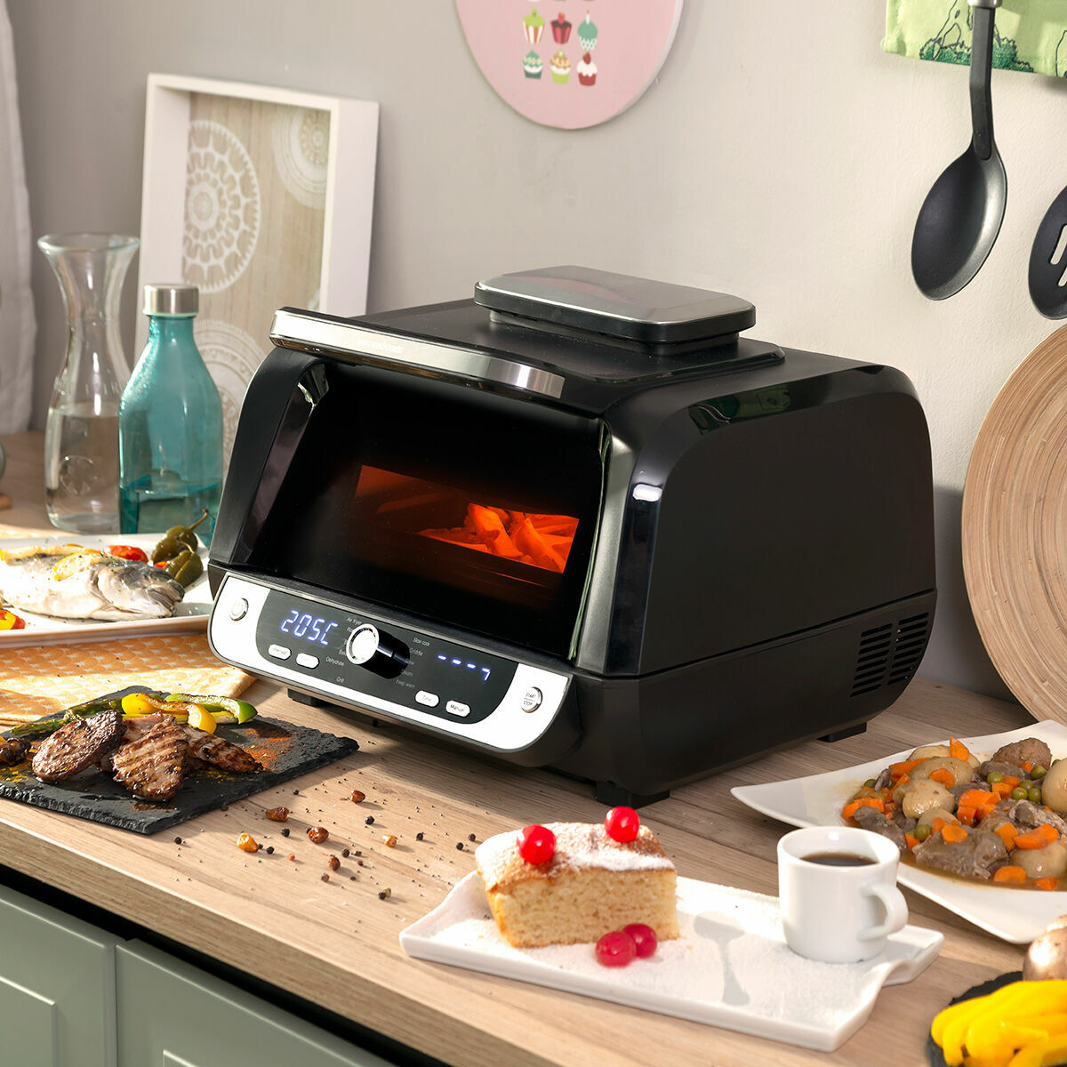 Ölfreie Fritteuse mit Grill, Zubehör und Rezeptbuch InnovaGoods Air Fryer Fryinn 12-in-1 6000 Schwarz Stahl 6 L 3400 W - AWK Flagship