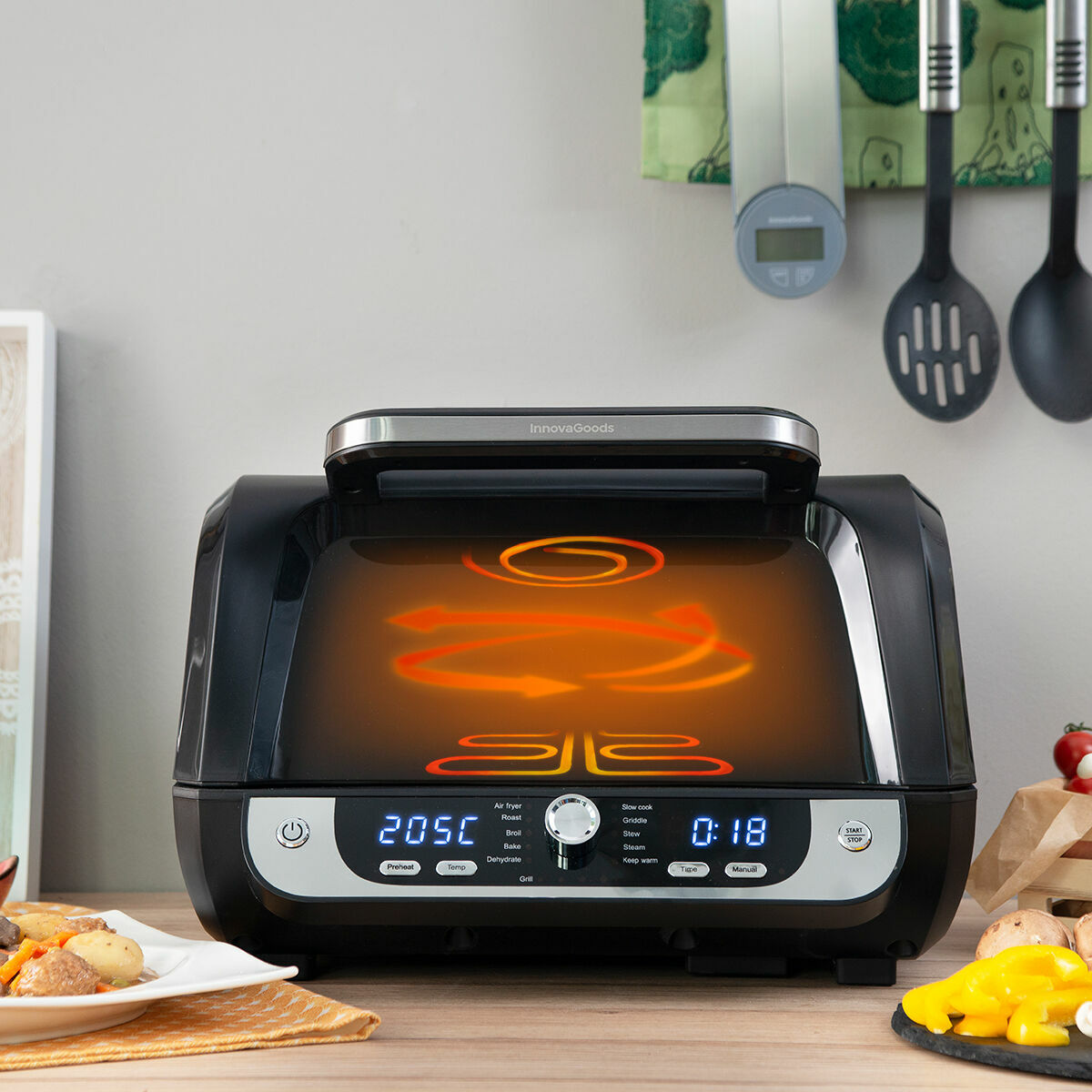 Ölfreie Fritteuse mit Grill, Zubehör und Rezeptbuch InnovaGoods Air Fryer Fryinn 12-in-1 6000 Schwarz Stahl 6 L 3400 W - AWK Flagship