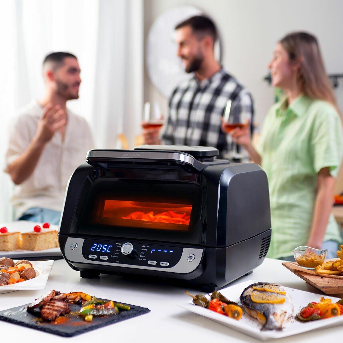 Ölfreie Fritteuse mit Grill, Zubehör und Rezeptbuch InnovaGoods Air Fryer Fryinn 12-in-1 6000 Schwarz Stahl 6 L 3400 W - AWK Flagship