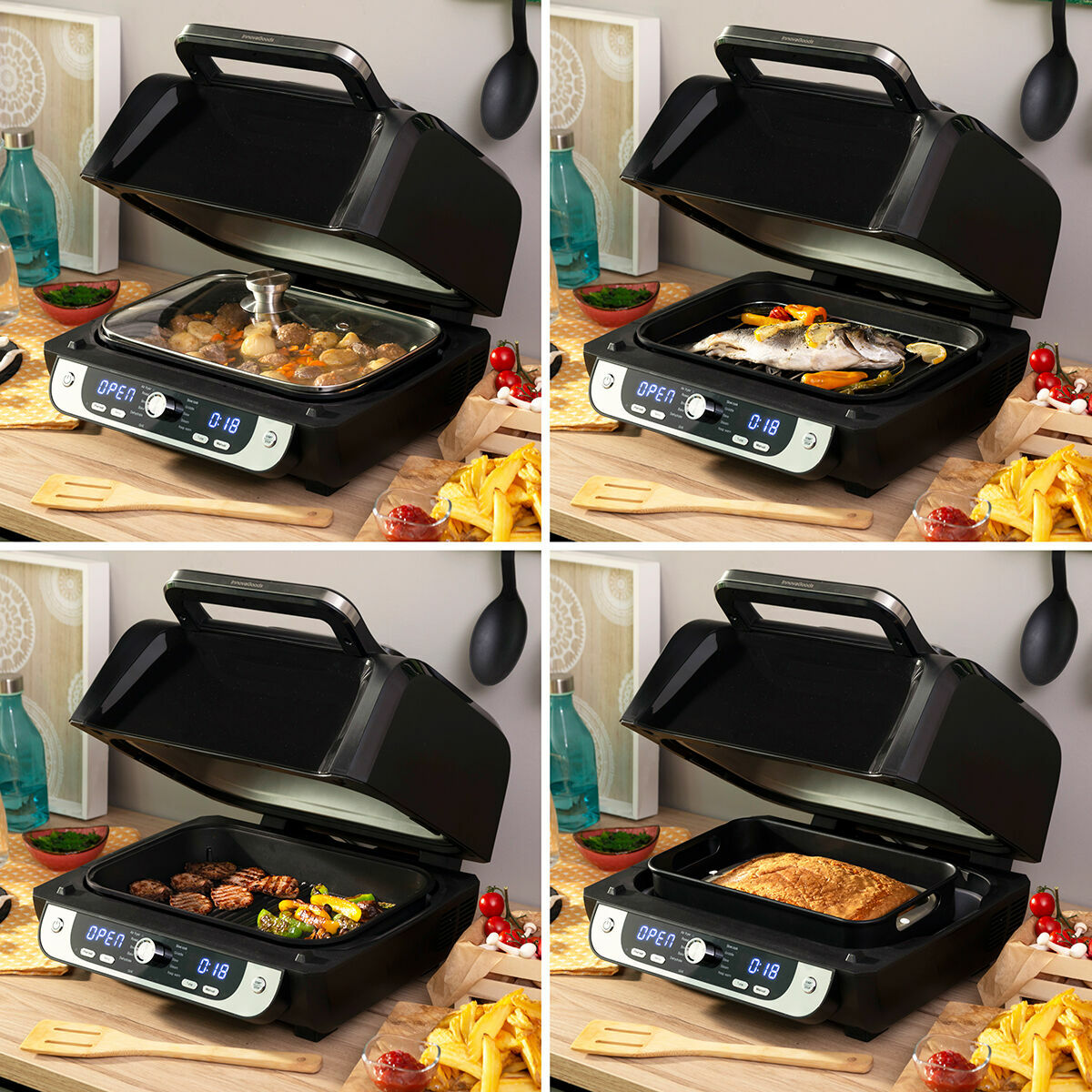 Ölfreie Fritteuse mit Grill, Zubehör und Rezeptbuch InnovaGoods Air Fryer Fryinn 12-in-1 6000 Schwarz Stahl 6 L 3400 W - AWK Flagship