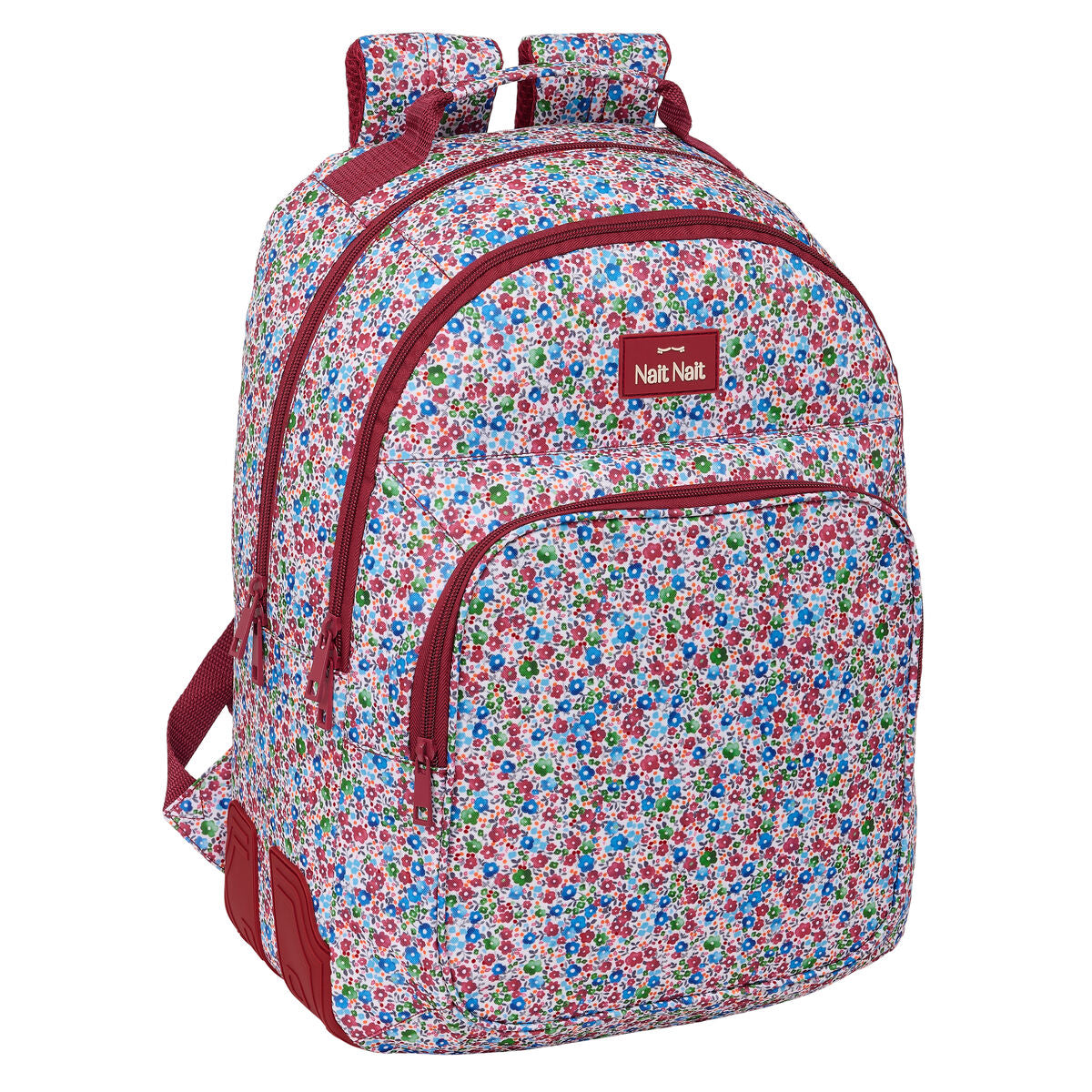 Schulrucksack Nait Nait Flowers Burgunderrot 32 x 42 x 15 cm - AWK Flagship