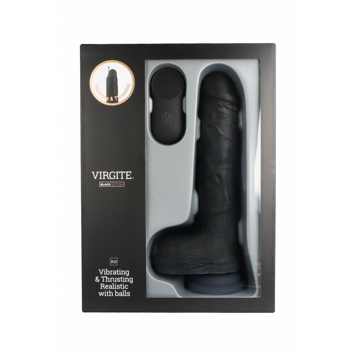 Natürlicher Dildo Virgite R13 Schwarz 20 cm - AWK Flagship