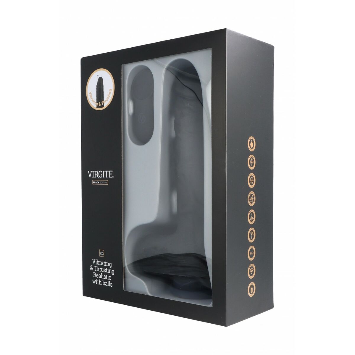 Natürlicher Dildo Virgite R13 Schwarz 20 cm - AWK Flagship