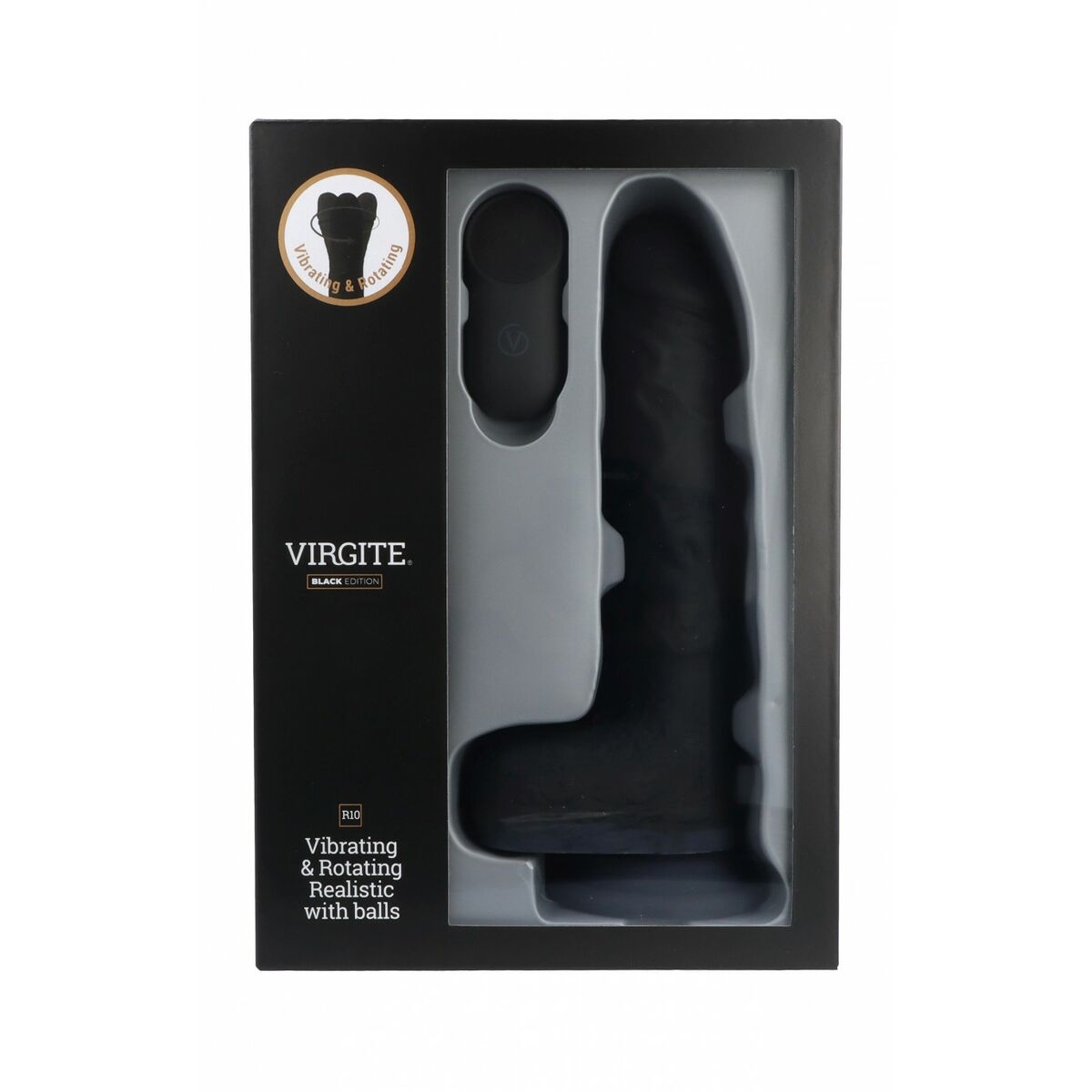 Natürlicher Dildo Virgite R10 Schwarz 21 cm - AWK Flagship