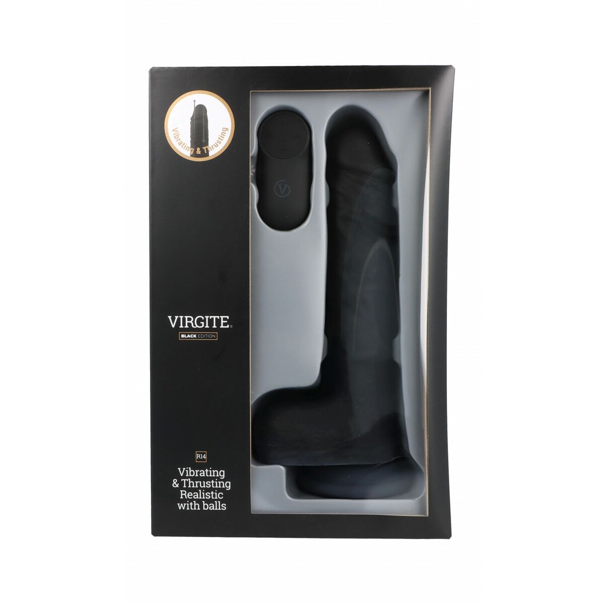 Natürlicher Dildo Virgite R14 Schwarz 23 cm - AWK Flagship