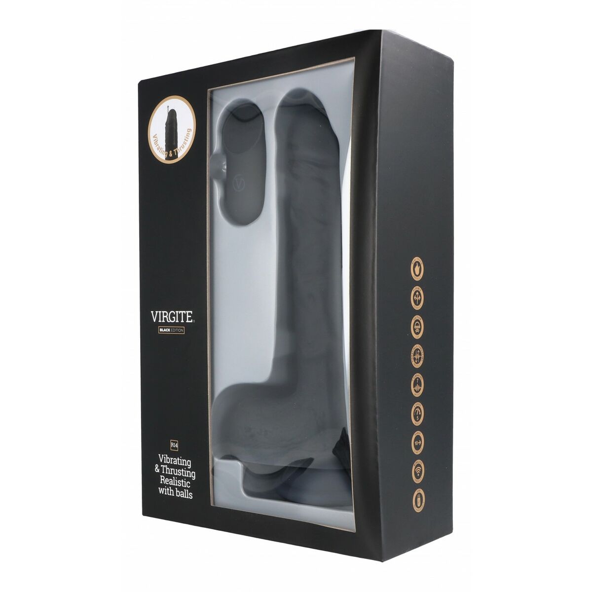 Natürlicher Dildo Virgite R14 Schwarz 23 cm - AWK Flagship