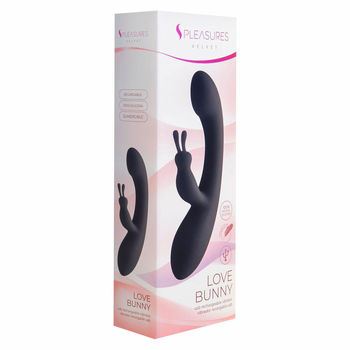 Rabbit Vibrator S Pleasures Schwarz Rosa (18,7 x 3,5 cm) - AWK Flagship