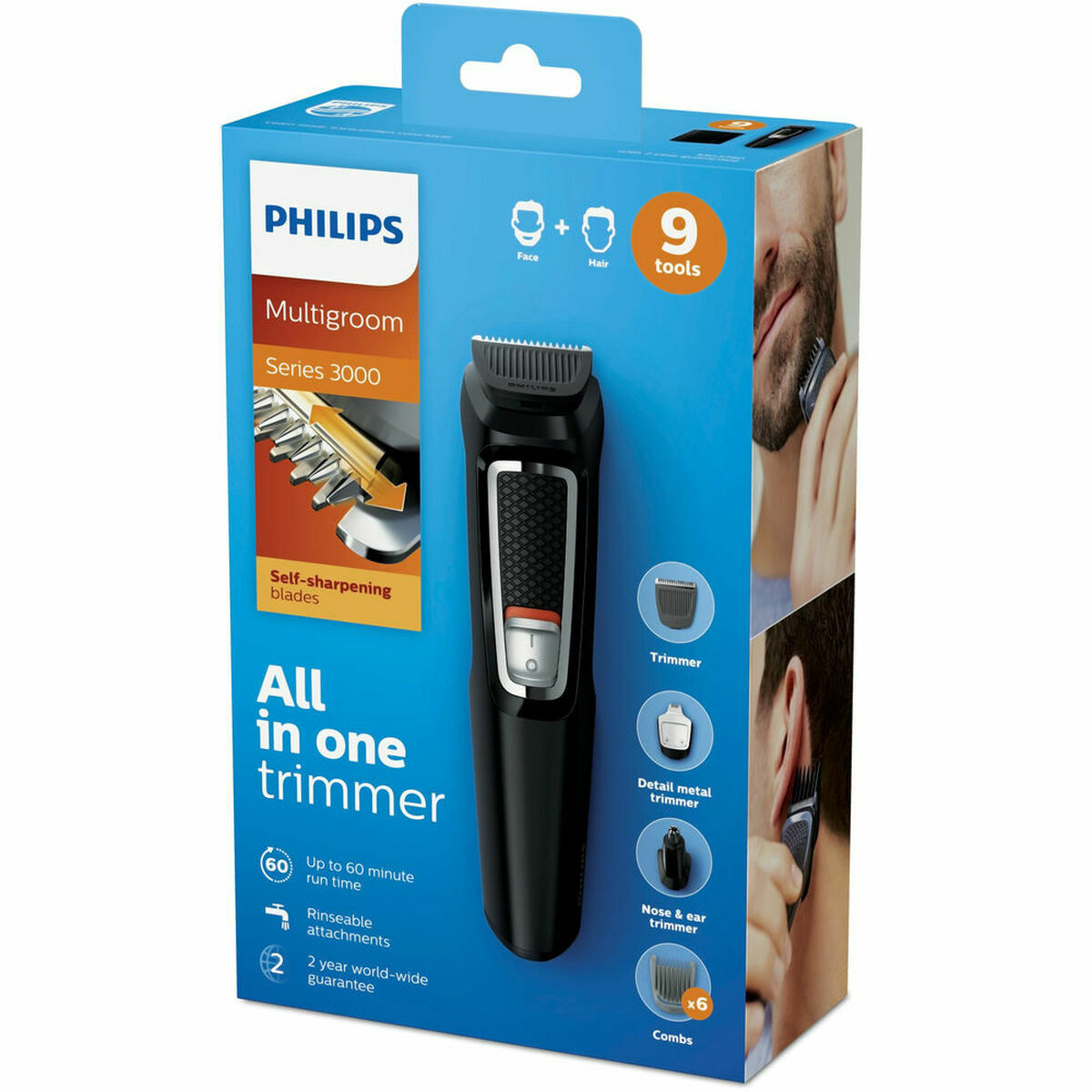 Wiederaufladbarer Elektrorasierer Philips Cara y cabello 9 en 1 con 9 herramientas - AWK Flagship