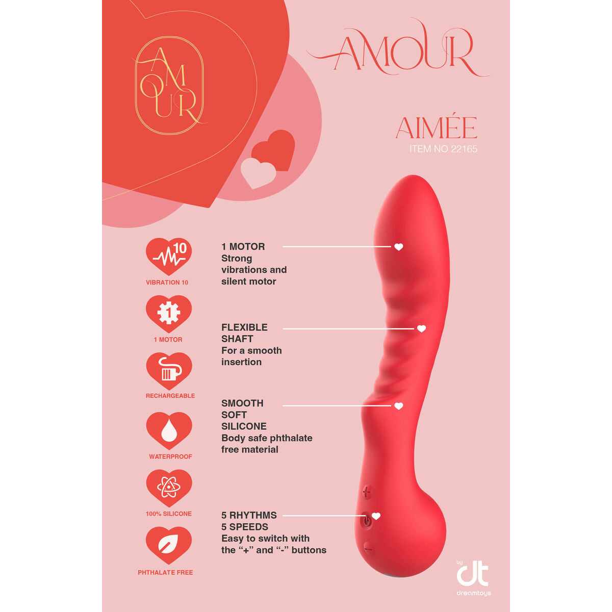 Klassischer Vibrator Dream Toys Amour Flexible G-Spot Rot - AWK Flagship