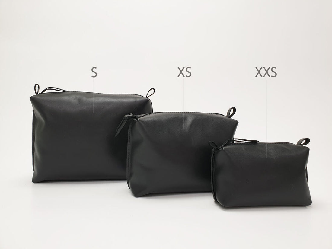 Leder-Kosmetiktasche – Schwarz, groß – Detailansicht 3