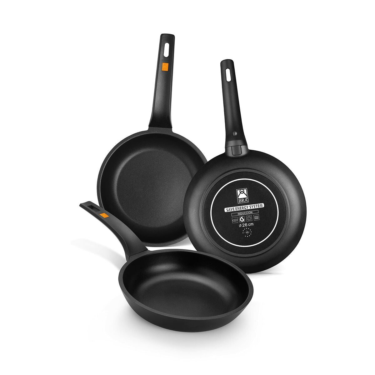 Wok Pfanne BRA Sartén Efficient Schwarz Aluminium Ø 24 cm - AWK Flagship