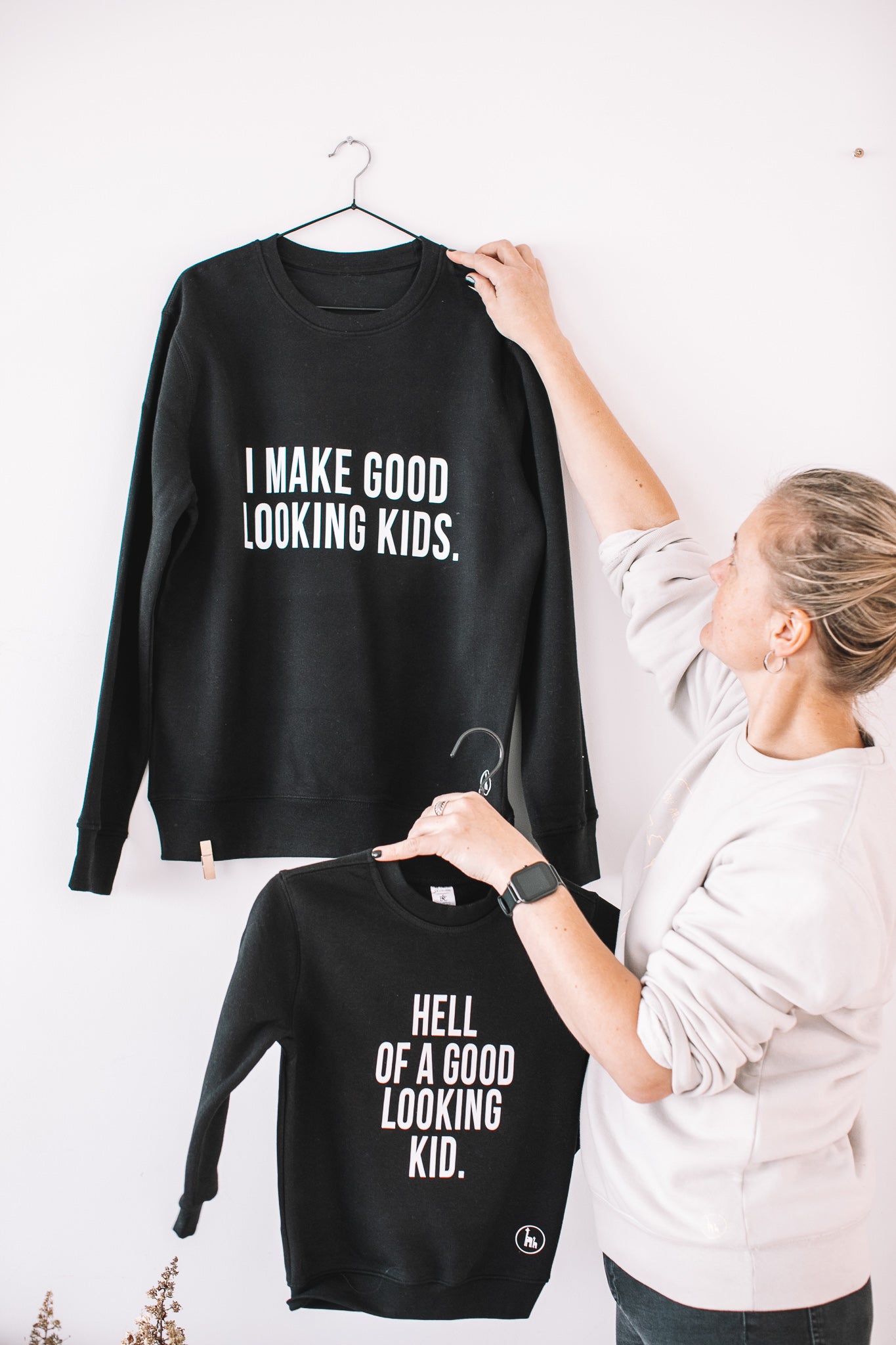 Partner-Sweatshirts für Vater und Kind – Schwarz – Produktansicht 2