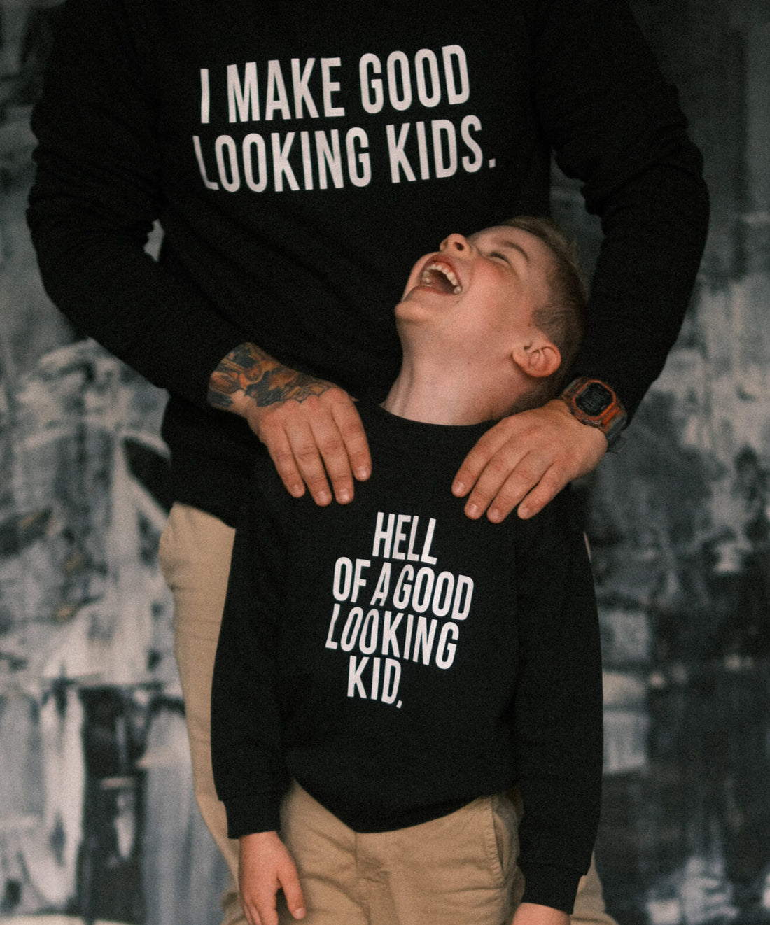 Partner-Sweatshirts für Vater und Kind – Schwarz – Detailansicht 4