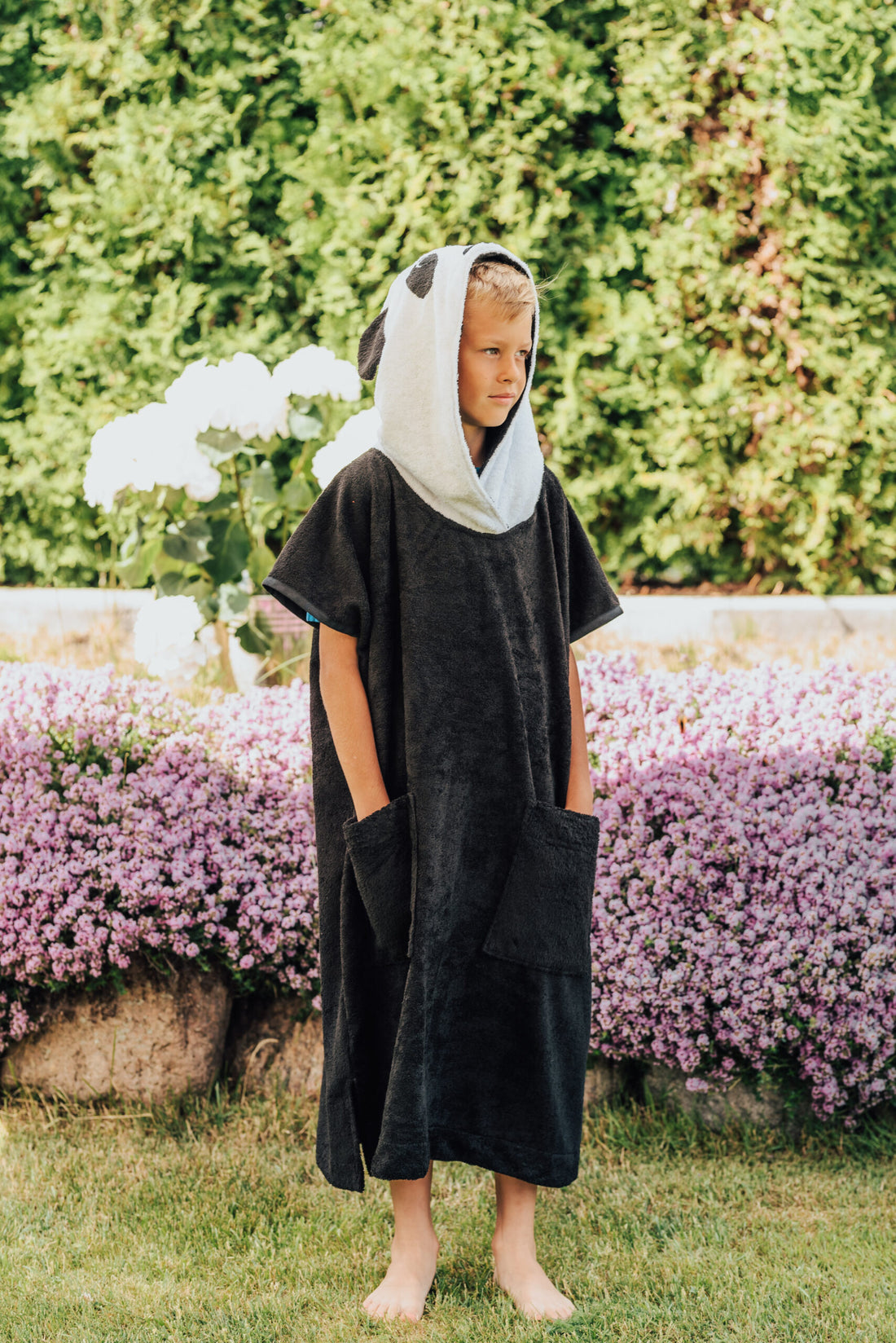 Kurzarm-Poncho PANDA für Kinder, Größe 122-150 – Detailansicht 3