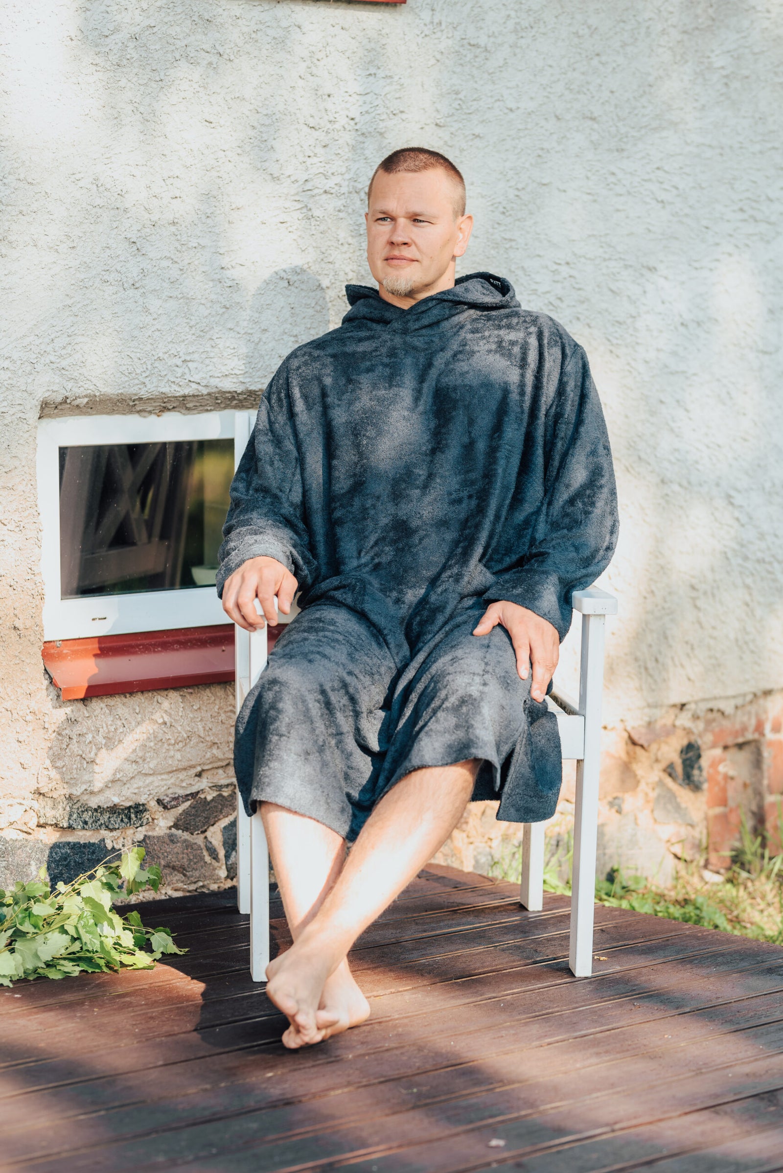 Langarm-Poncho für Erwachsene aus Bambus-Frottee – Produktansicht 3