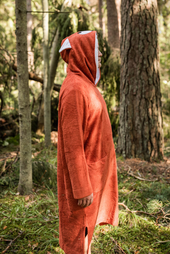 Langarm-Poncho FOX für Erwachsene aus Bambus-Frottee