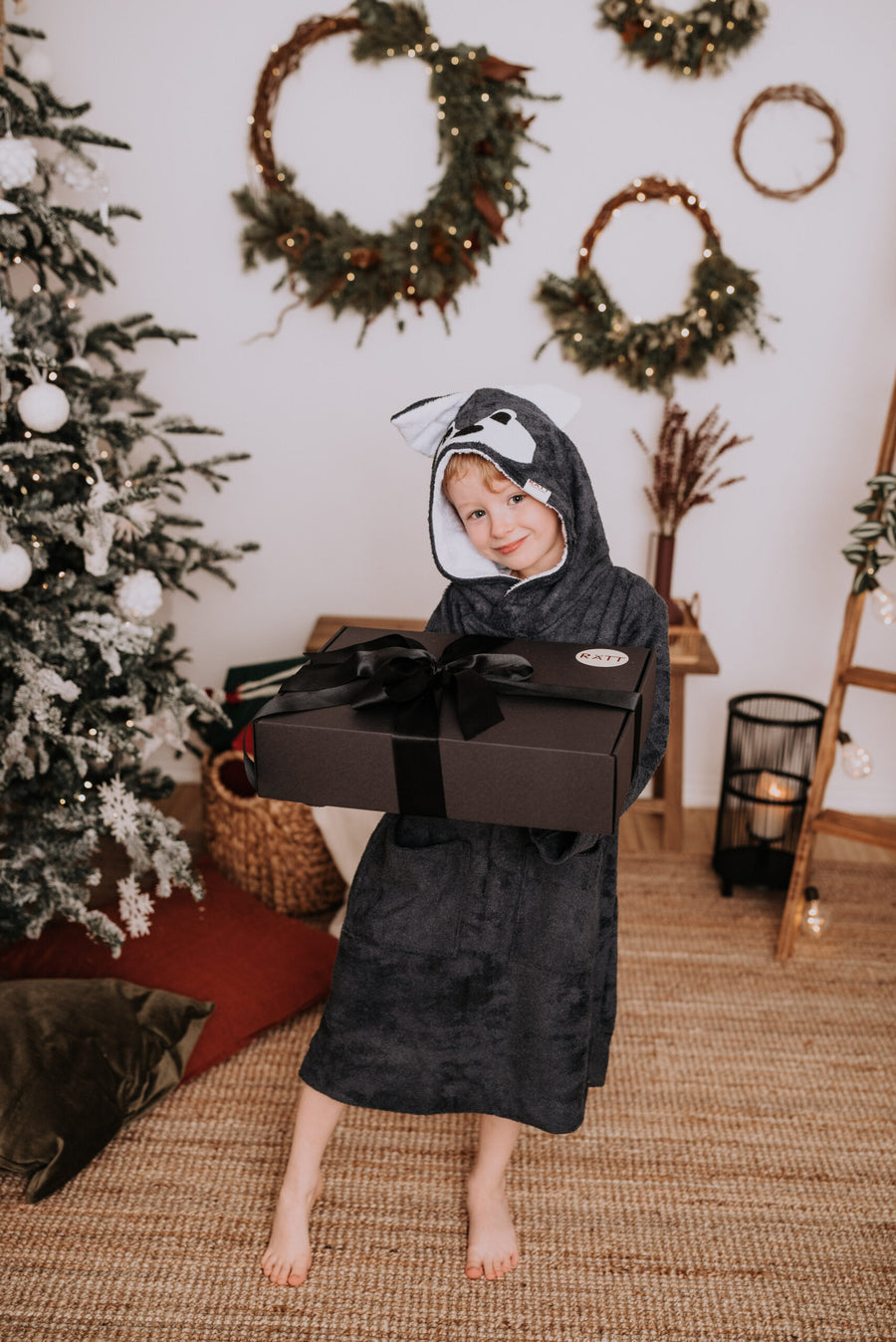 Langarm-Poncho WOLF für Kleinkinder, Größe 82/86-116
