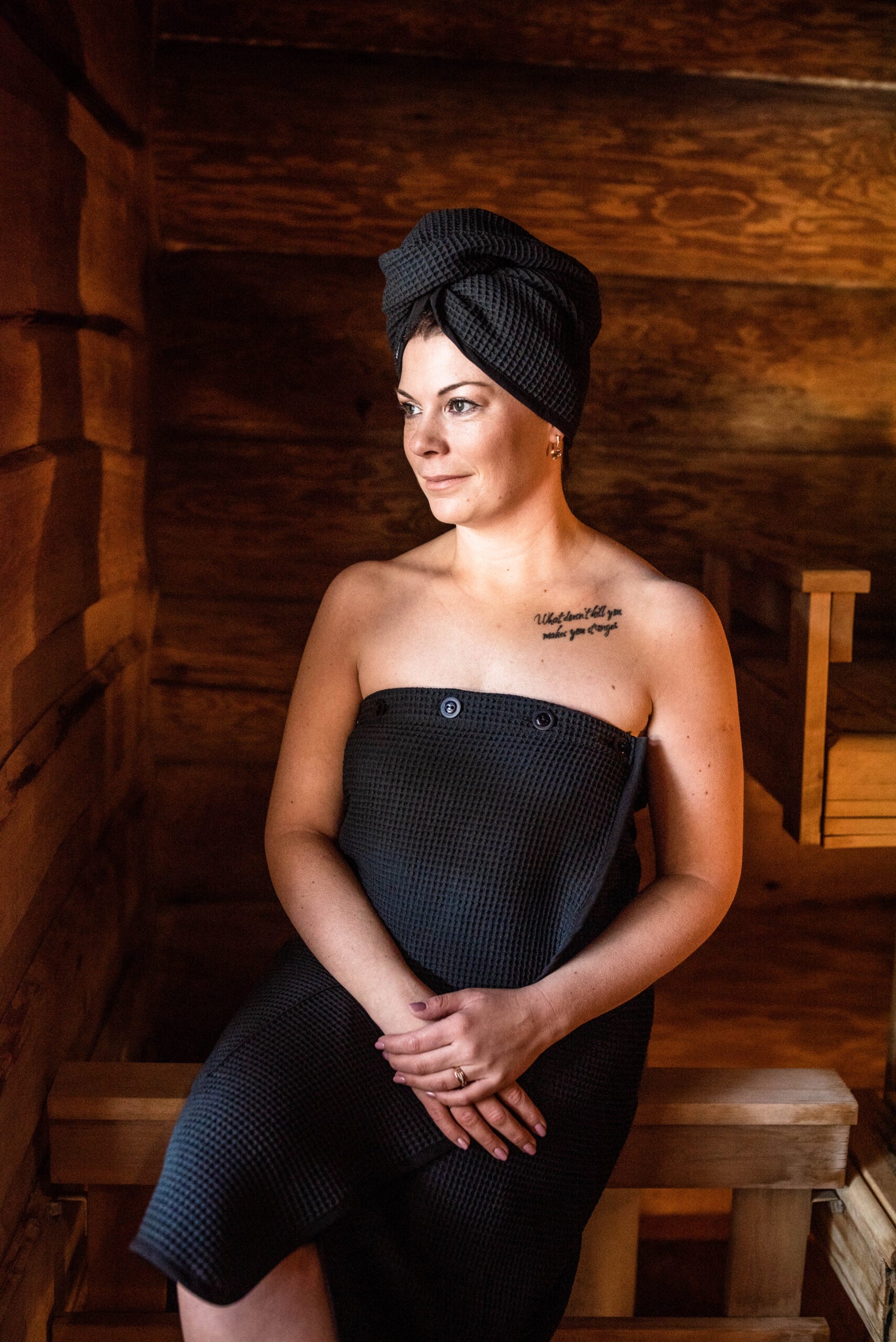 Haarturban für Damen – Waffelpiqué aus Baumwolle – Produktansicht 2
