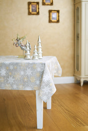 Rechteckige Tischdecke mit Wintermotiv Schneeflocken
