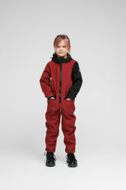 Kinder-Softshell-Overall SUNSET RED