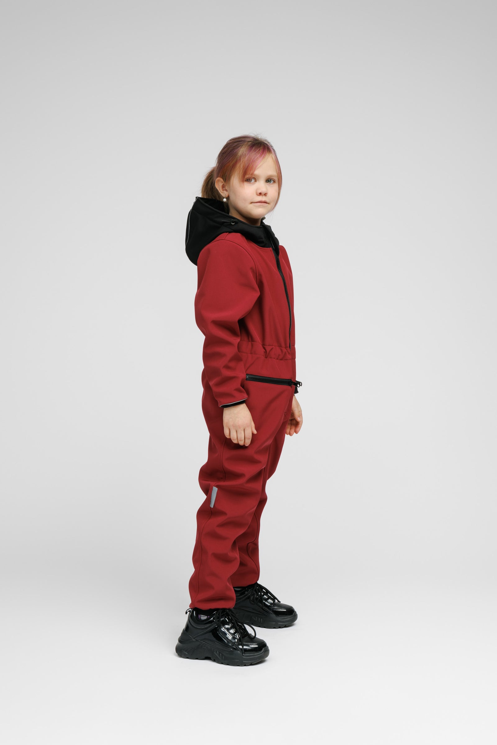 Kinder-Softshell-Overall SUNSET RED – Produktansicht 2