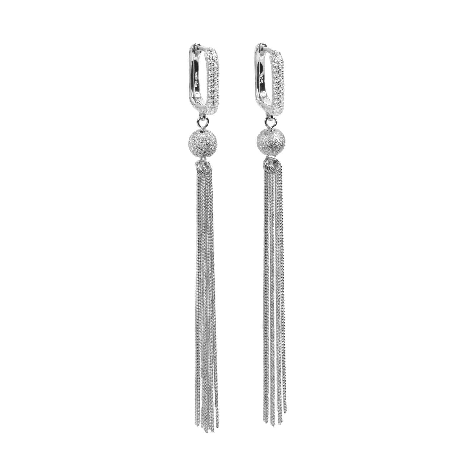 Metropolitan Glow White Tassel Ohrringe – Roségold und Silber – Produktansicht 2
