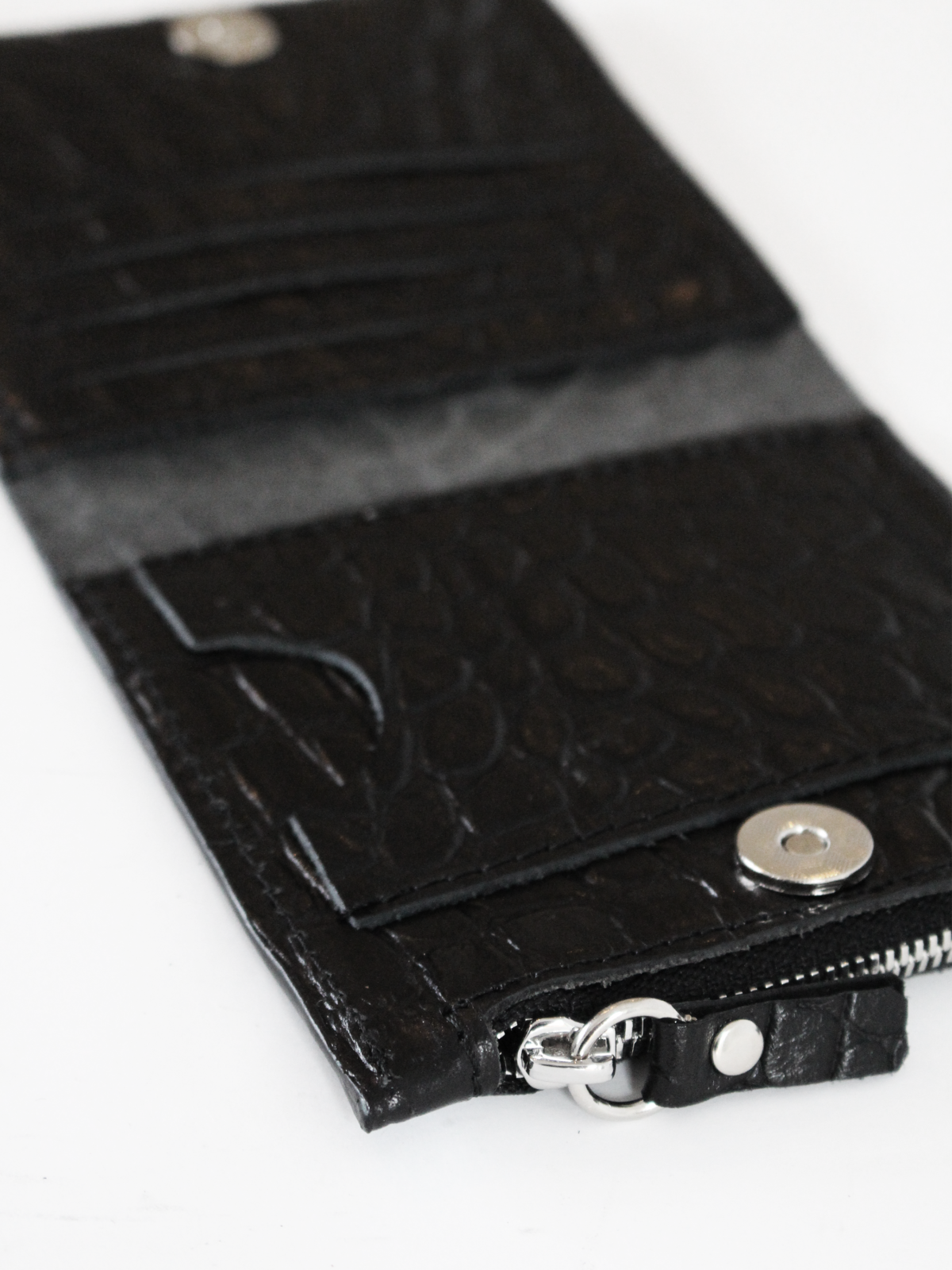 Klassische Leder-Geldbörse MINI TAAL – Schwarz Croco – Produktansicht 3