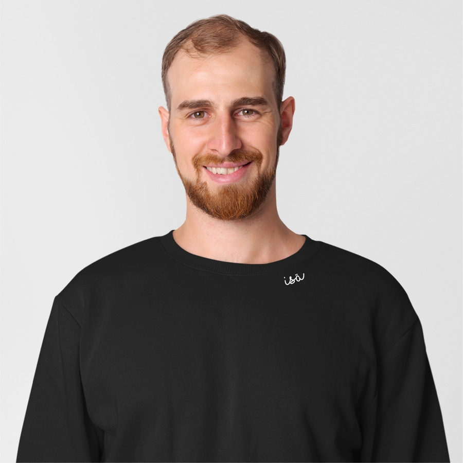 Bio-Baumwoll-Sweatshirt mit besticktem Kragen "Isä" (FIN)