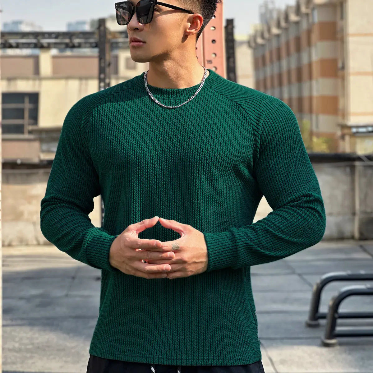Herren Plus-Size Pullover locker mit Rundhals