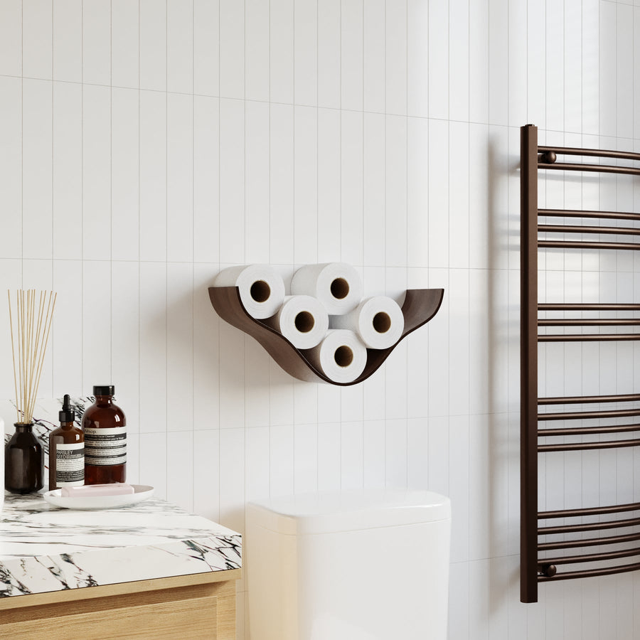Handgefertigter Toilettenpapierhalter aus Holz – Cloud