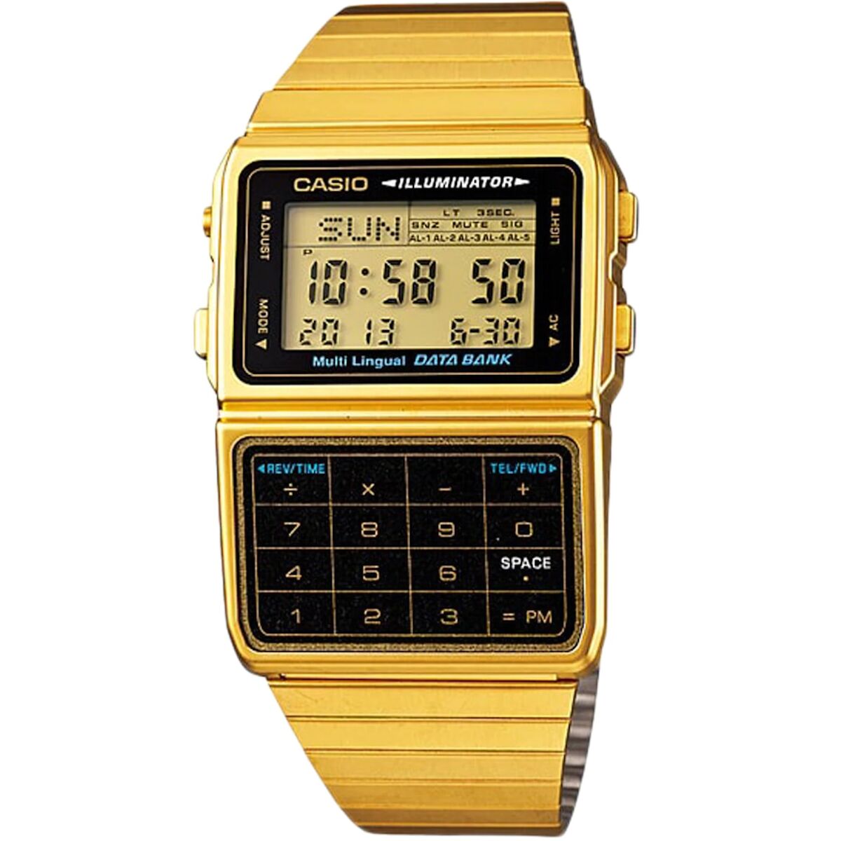 Unisex-Uhr Casio DATABANK CALCULATOR GOLD - AWK Flagship