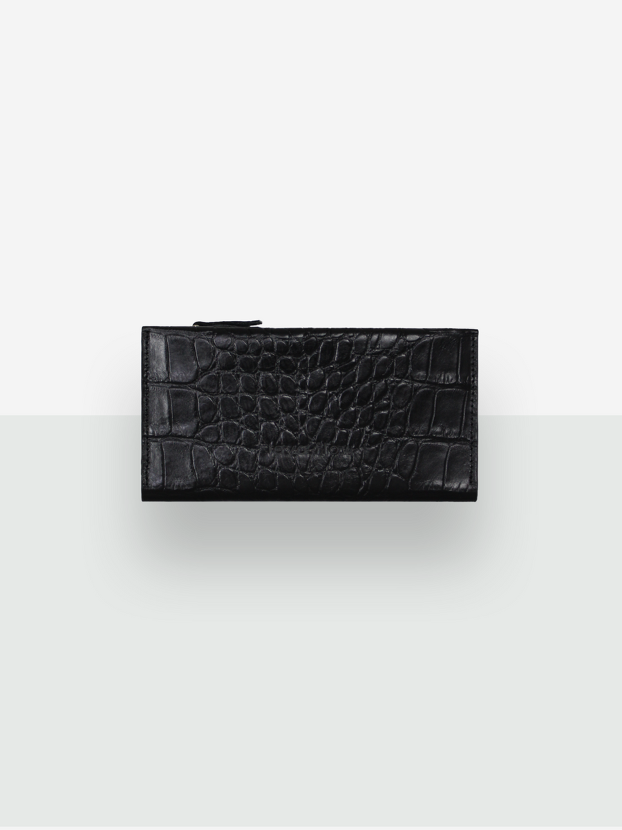 Klassische Leder-Geldbörse TAAL – Schwarz Croco