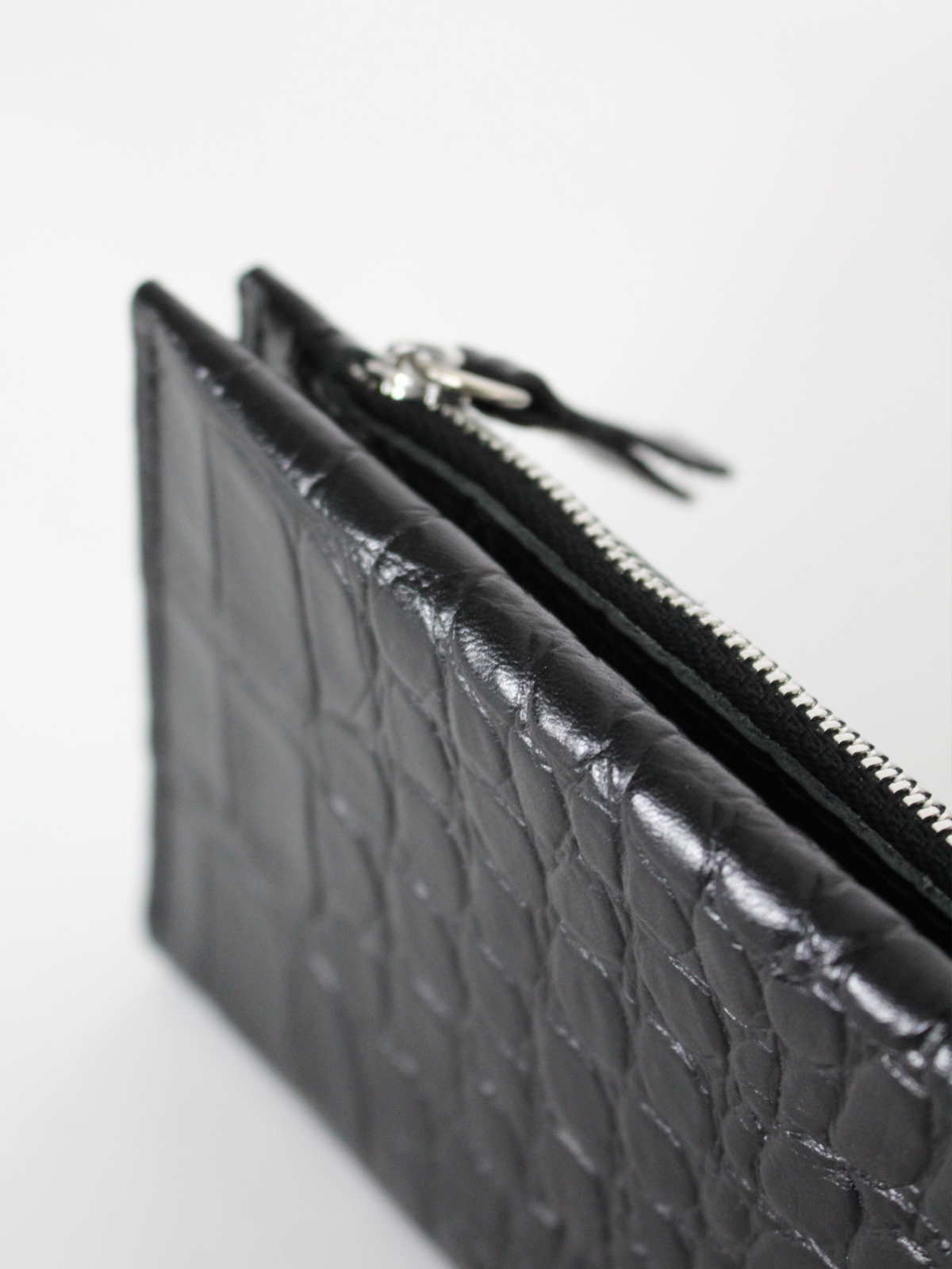 Klassische Leder-Geldbörse TAAL – Schwarz Croco – Produktansicht 3