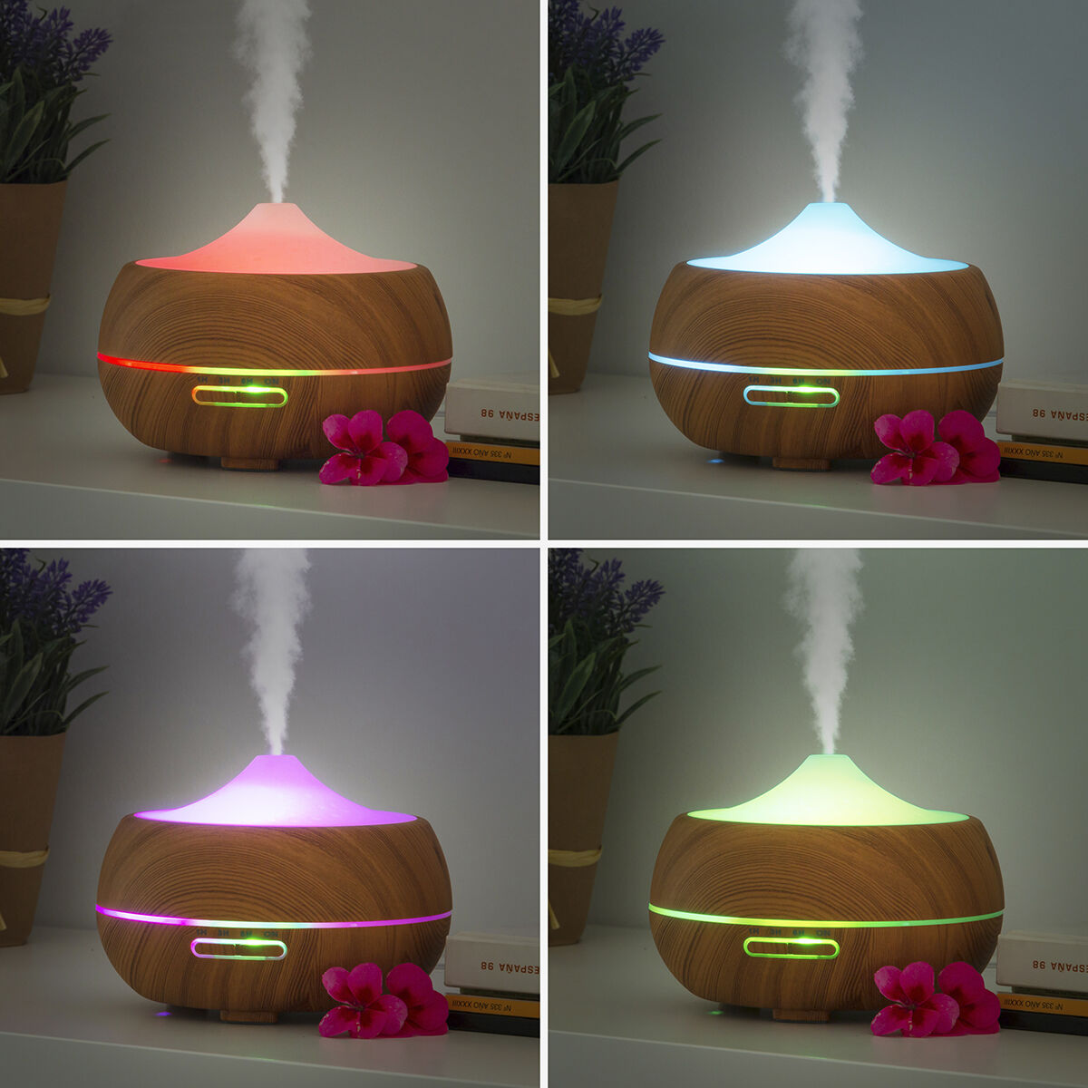 Kaufe Luftbefeuchter Aroma Diffusor Multicolor-LED Wooden-Effect InnovaGoods bei AWK Flagship um € 46.00