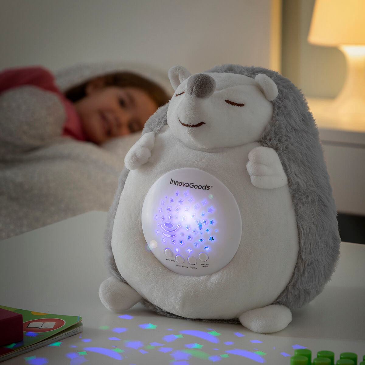 Beruhigender Plüsch-Igel mit Nachtlicht-Projektor für Kinder Spikey InnovaGoods - AWK Flagship