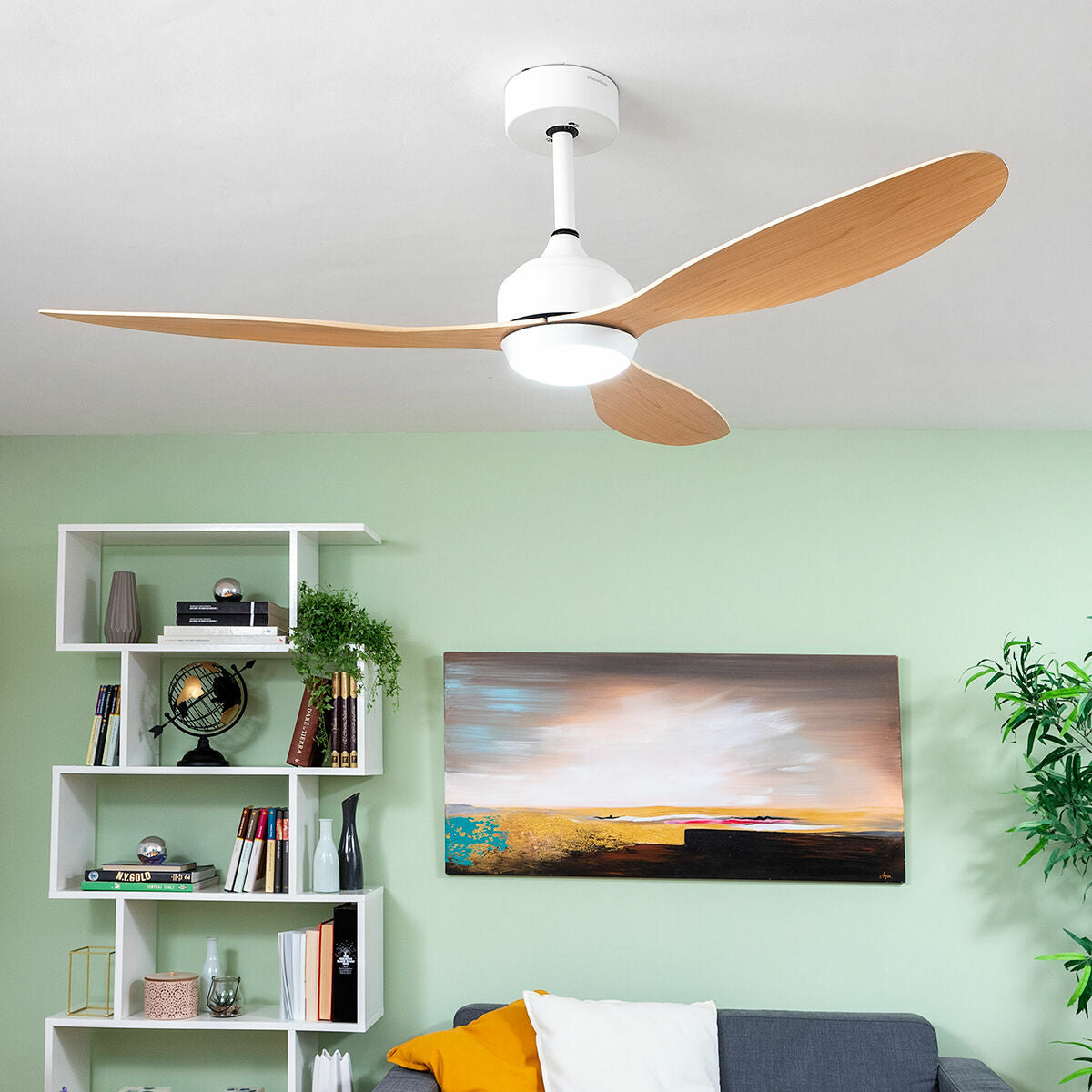 Moderne Deckenventilator mit LED-Licht und 3 ABS-Flügeln Wuled  Holz 36 W - AWK Flagship