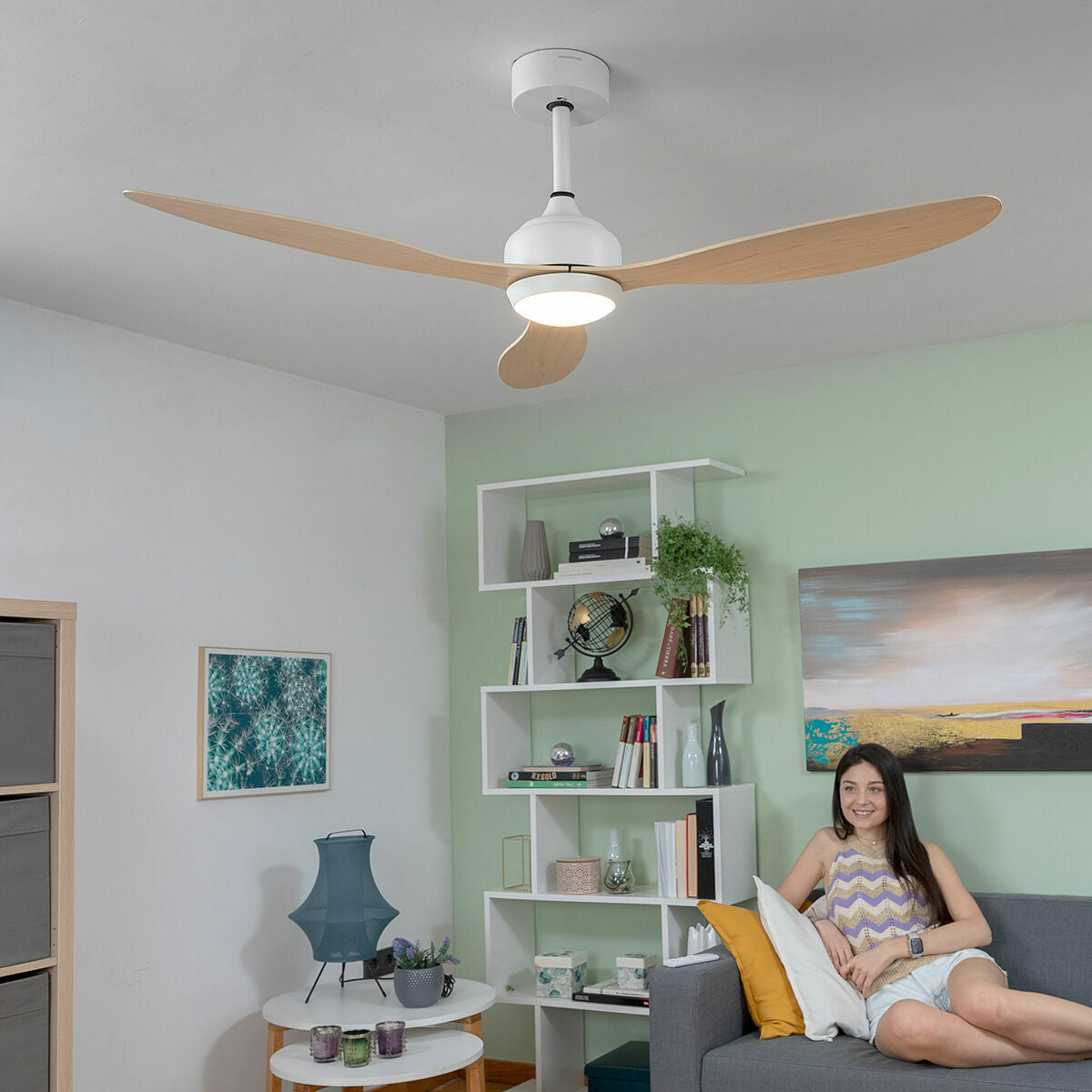 Moderne Deckenventilator mit LED-Licht und 3 ABS-Flügeln Wuled InnovaGoods Holz 36 W - AWK Flagship