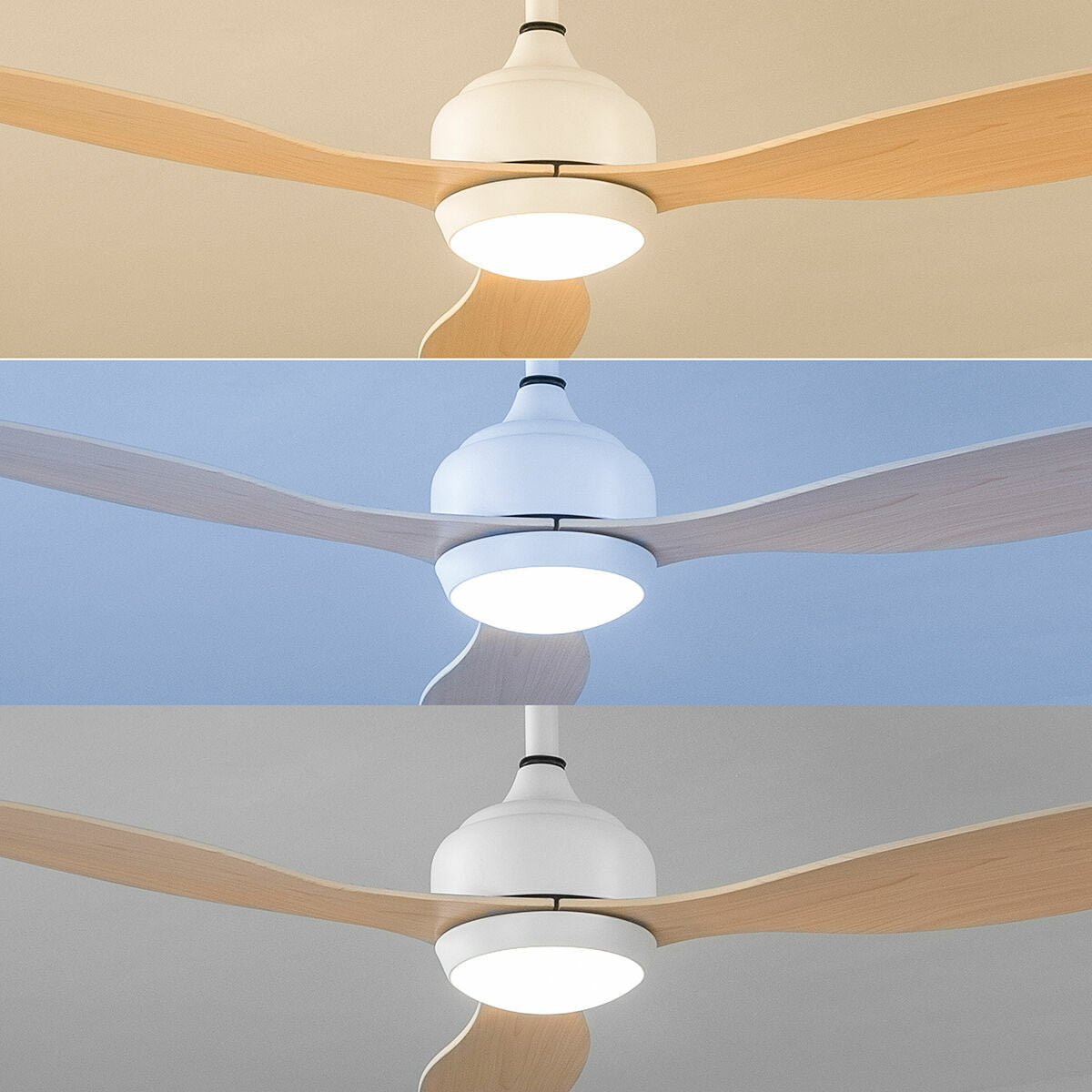 Moderne Deckenventilator mit LED-Licht und 3 ABS-Flügeln Wuled  Holz 36 W - AWK Flagship